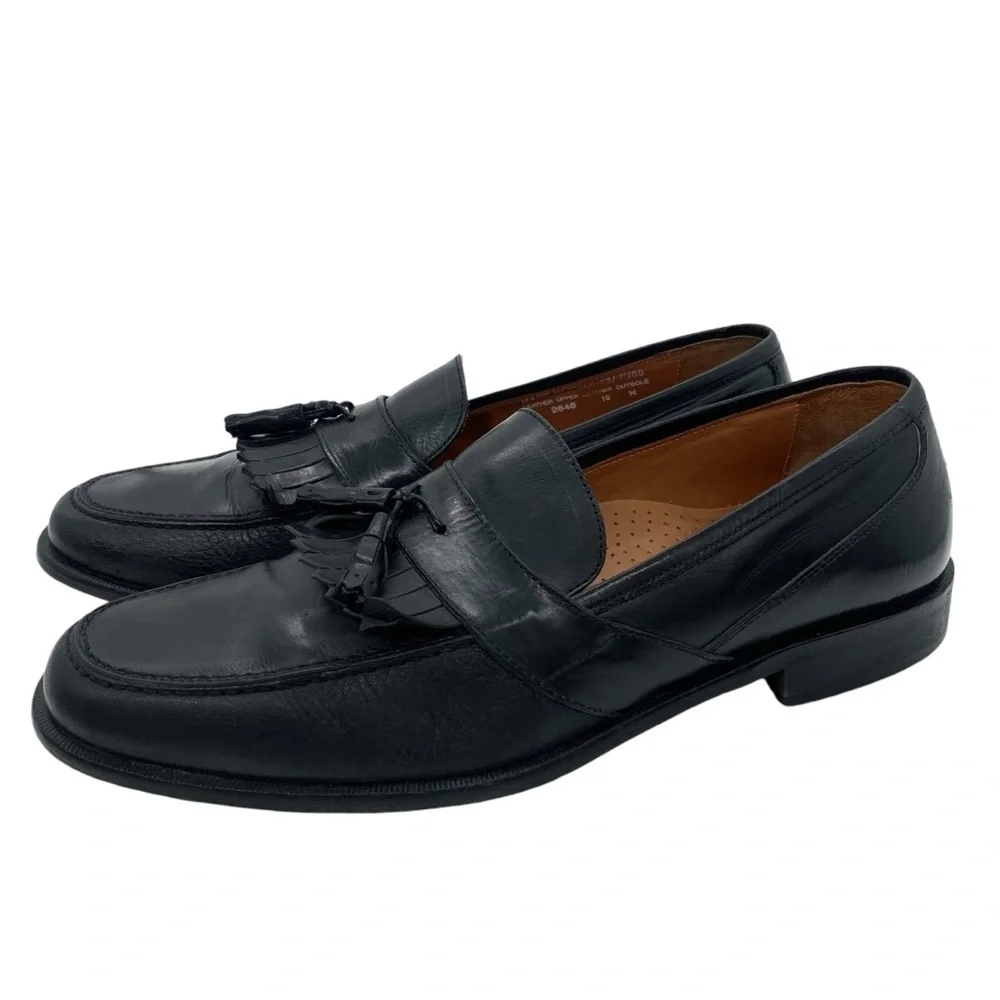 Bostonian Black Leather Classic Tassel Loafers Dress Shoes